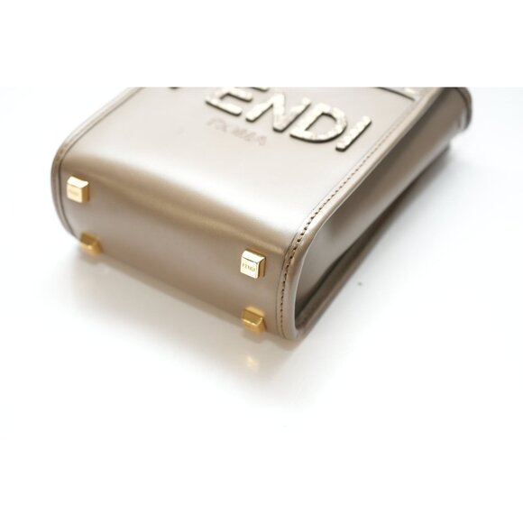 Fendi Sunshine Shopper small Leather 2 Way Handbag Brown 8BS051 - Picture 10 of 12